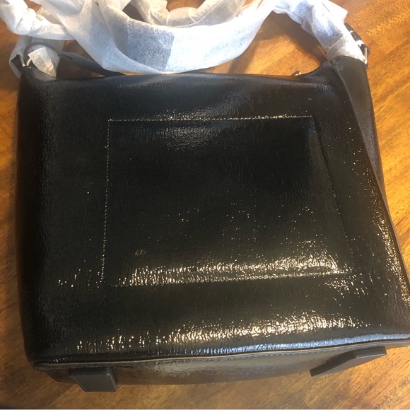 NWT $319 ALLSAINTS Kita Leather Messenger Crossbody Bag in Black Shine! - Picture 11 of 13